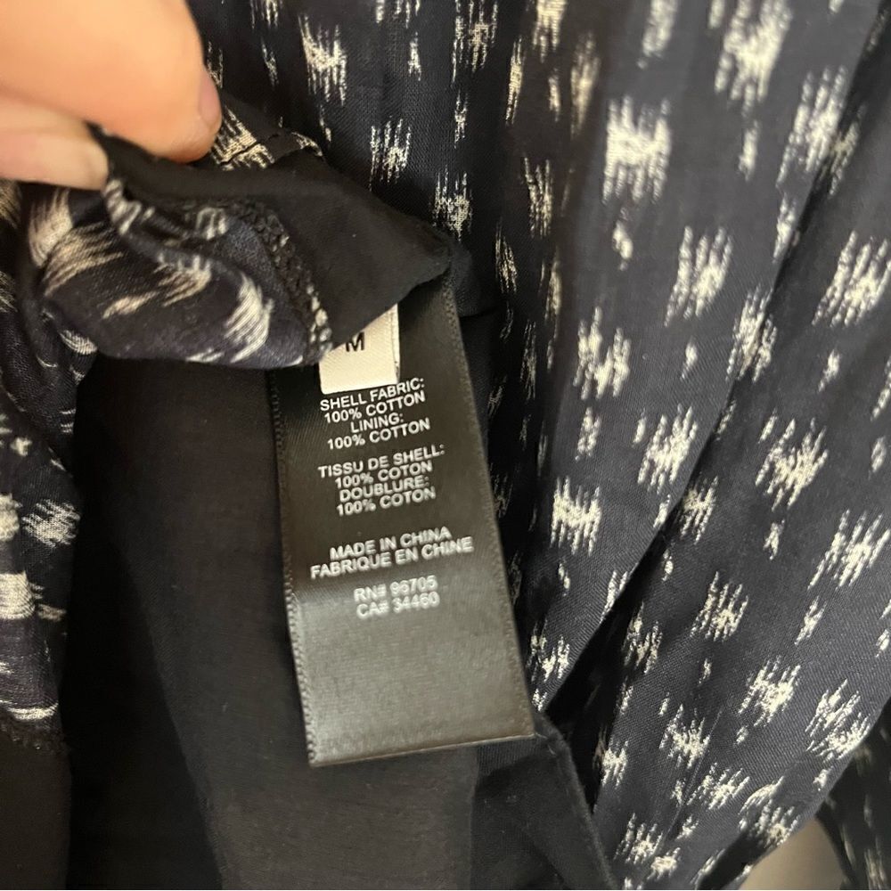 Rebecca Taylor Ikat Cotton Long Sleeve Shirtdress Size Navy Medium NWT - Picture 11 of 12